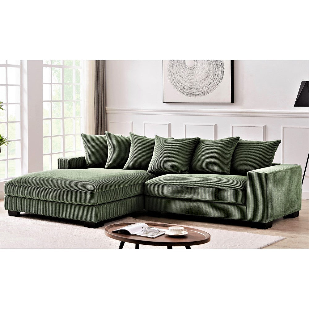 Luxe Oversized Two-Piece Right Facing Sectional Couches for Living Room, 102.4-Inch L Shaped Sofa with Chaise, Upholstered with Corduroy Fabric, Dark Grey