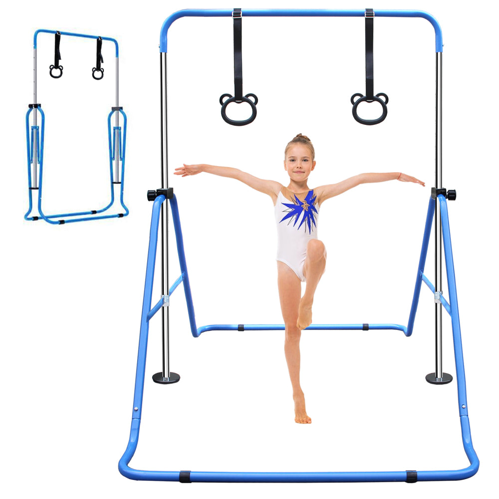 Pink Multi-Functional Adjustable Height Children's Horizontal Gymnastic Bar With Bear Rings