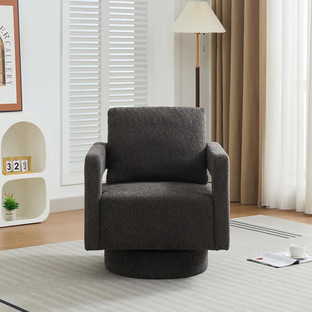 29.13" W Square Swivel Accent Chair, Modern Rotating Arm Chair with Open Back,360 Degree Rotation, Lounge Club Chair with Removable Back Cushion for Living Room, Hotel, Bed Room,Charcoal