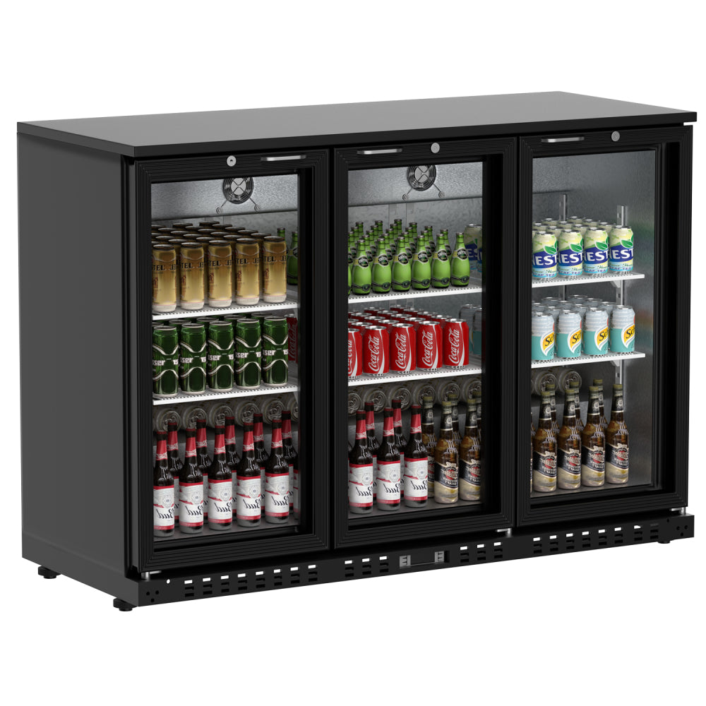 11.4 Cu.Ft Back Bar Cooler 53.2" W Beverage Refrigerator, 3 Low-E Glass Doors, Counter Height Bar Fridge, Commercial Display Refrigerator Anti-Fog, LED Light for Beer, Wine, Soft Drinks