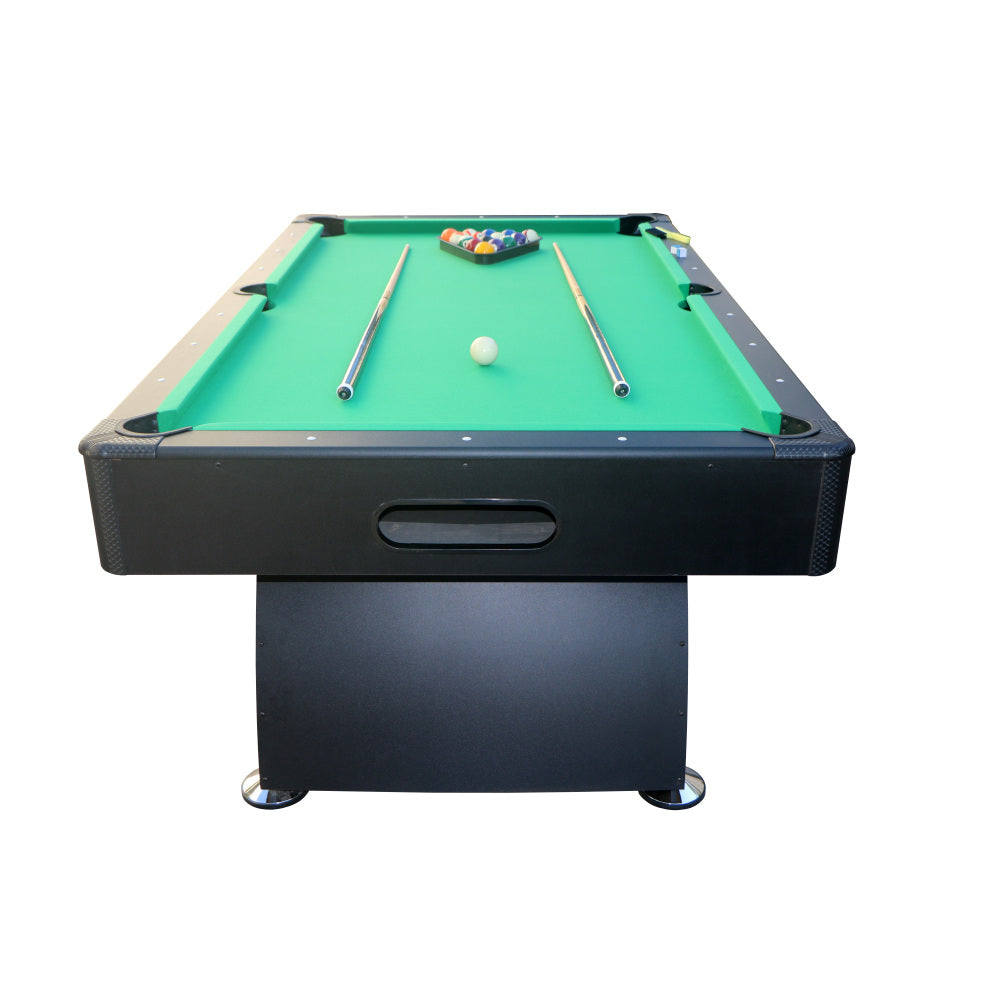 7 ft Pool Table with Black Thin Finish - Billiards Game Room Table for Adults & Family, Home, Dining, or Living Room,Includes Cue Sticks, Billiard Balls