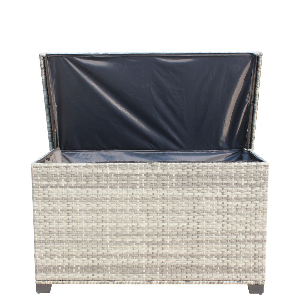 Wicker Patio Furniture Storage Box (Grey )