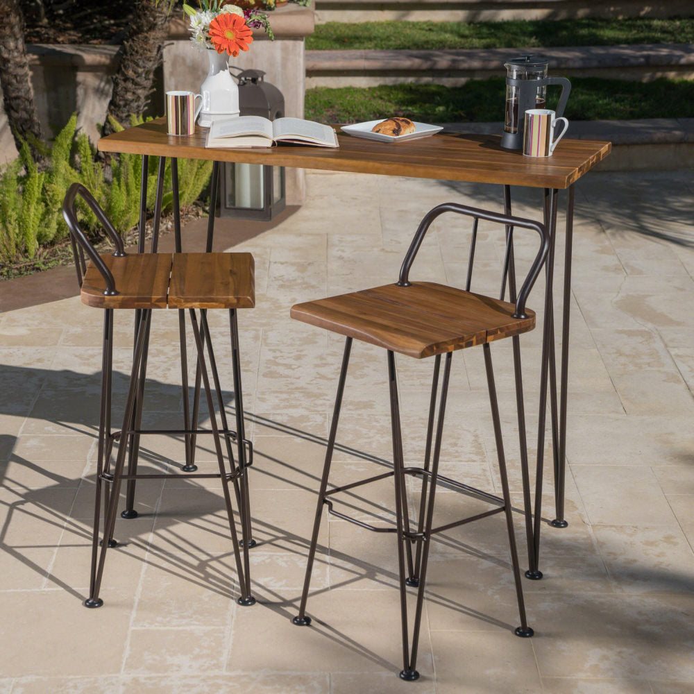 DENALI INDUSTIAL WOOD AND METAL BAR SET