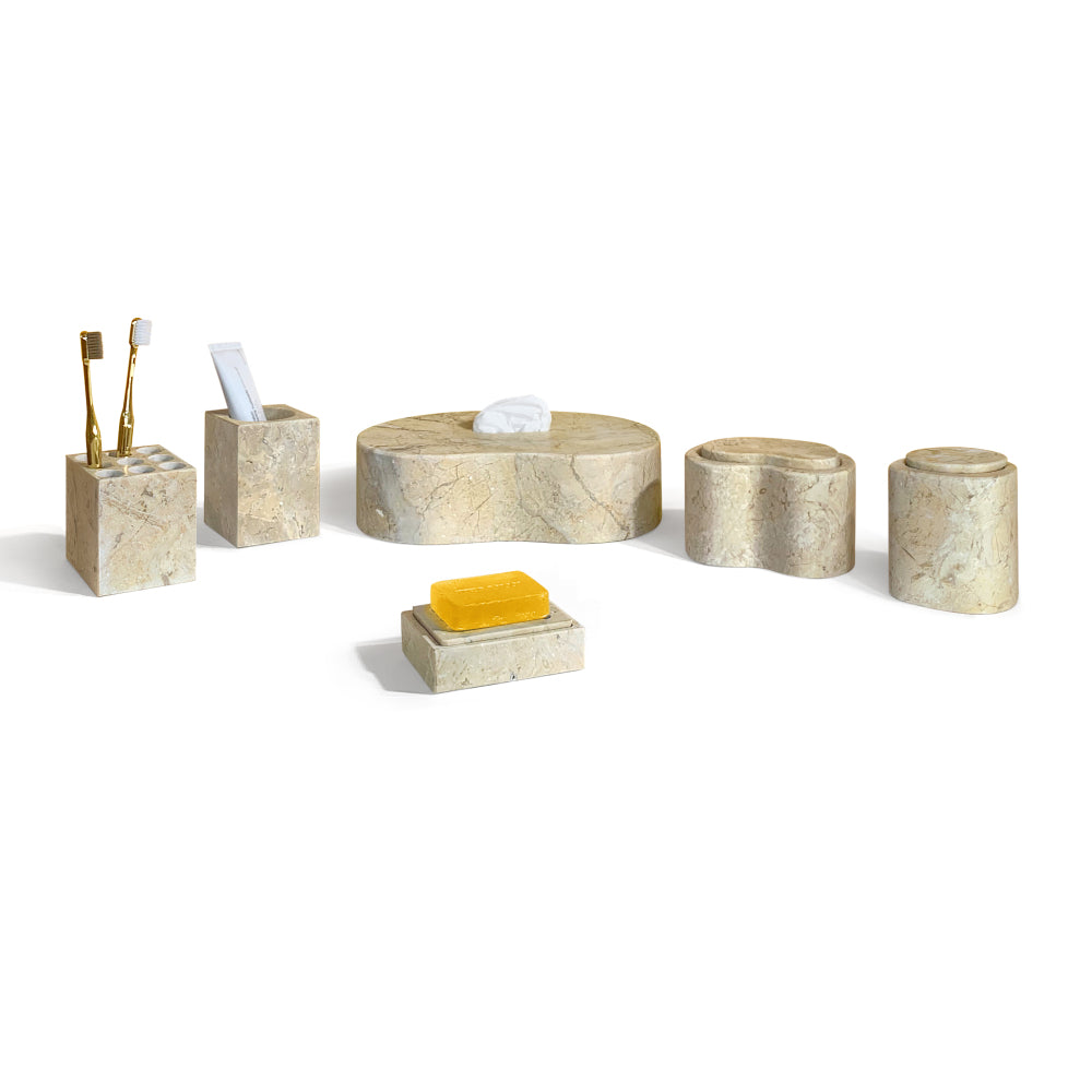 White natural marble bathroom accessories set, natural stone, genuine marble, real marble