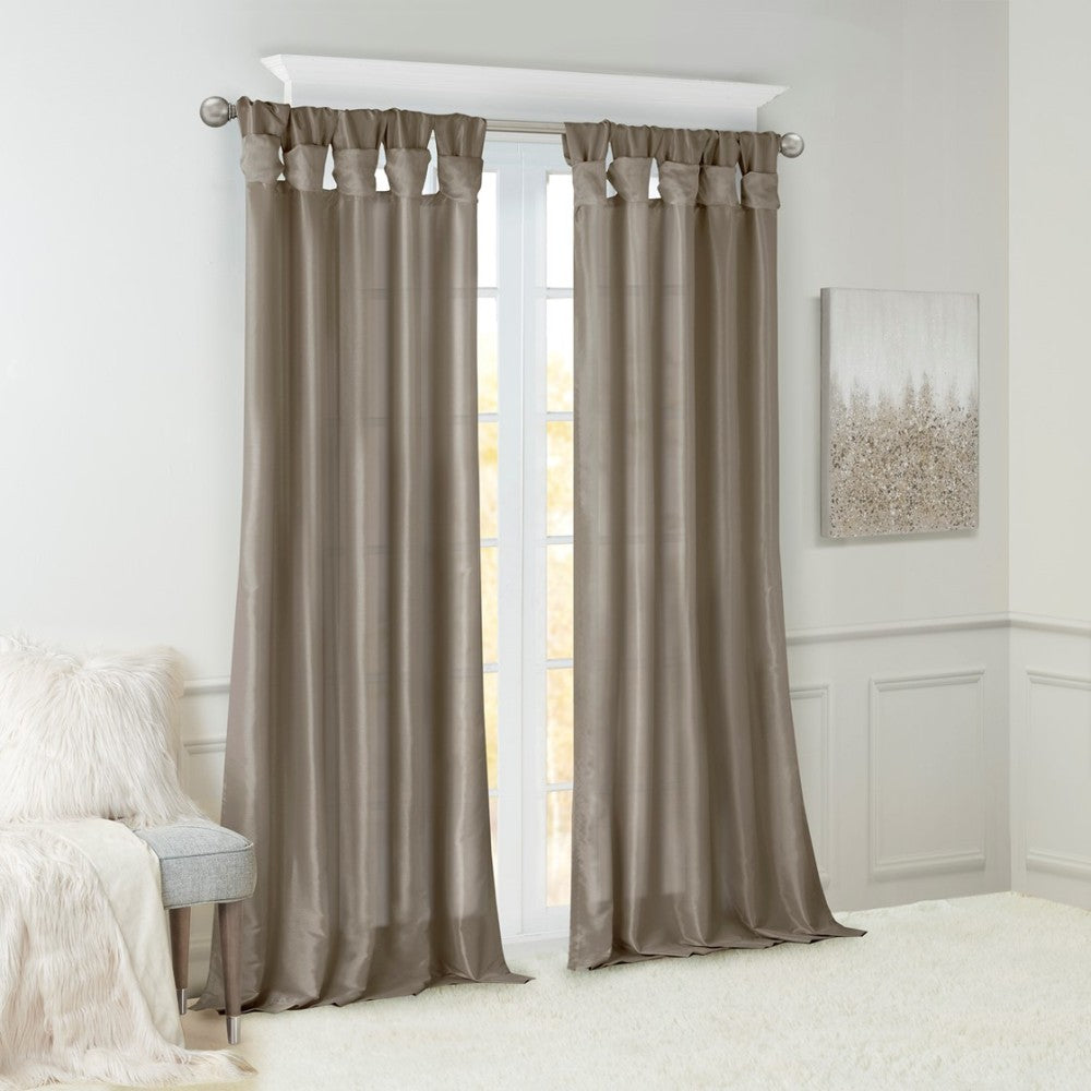 Twist Tab Lined Window Curtain Panel Pewter 50x120"