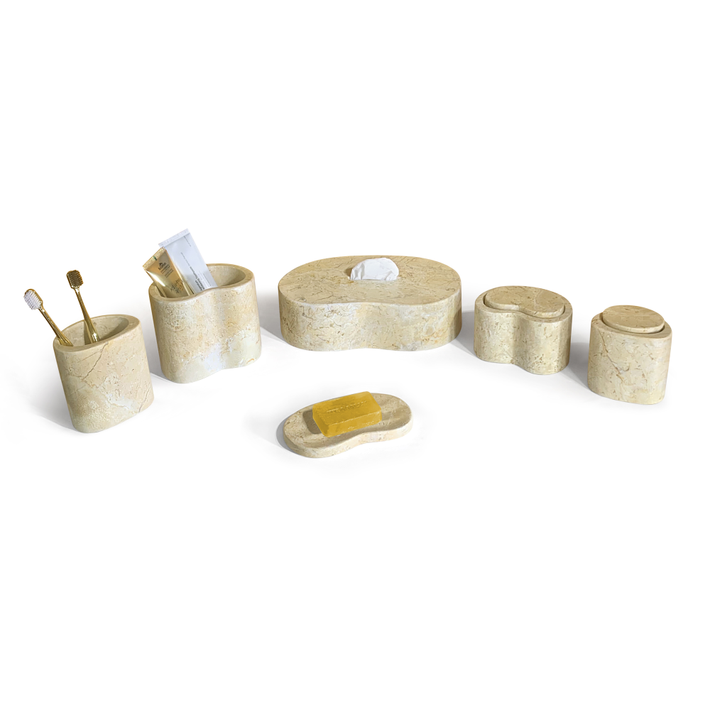 White natural marble bathroom accessories set, natural stone, genuine marble, real marble