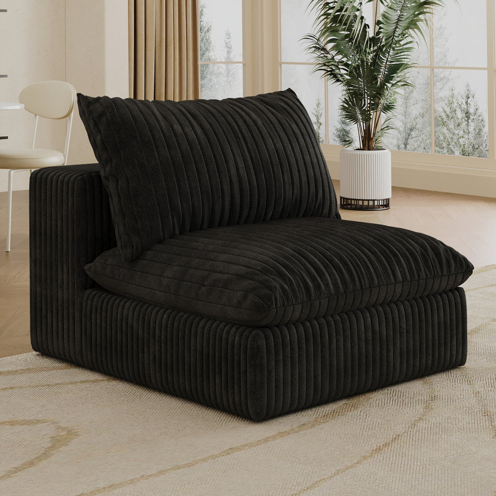 Cloud Sofa,Corduroy Fabric,Deep Seat Couches,Double-layer design,Removable Cushion,No Assembly, DIY Combination for Living room, Bedroom,Conference room ,Apartment,White