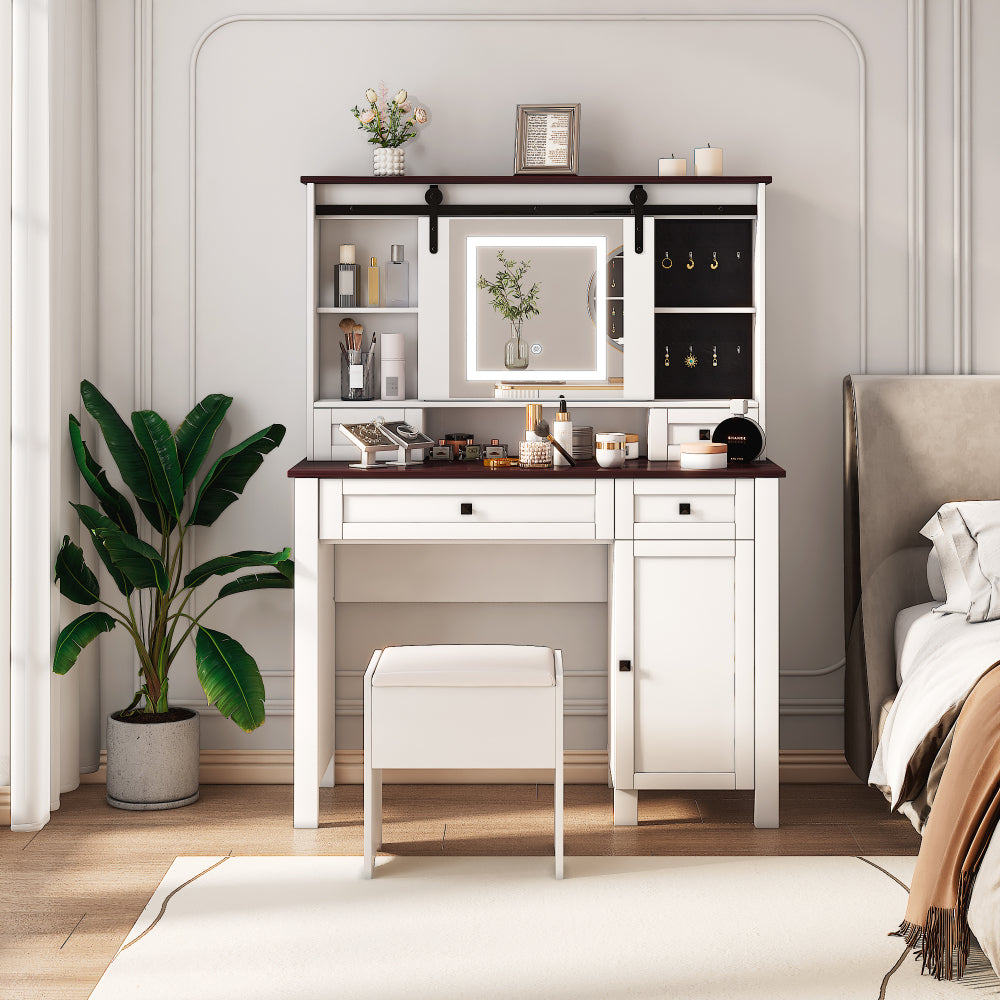 Pink modern simple hair desk, multi-layer storage space