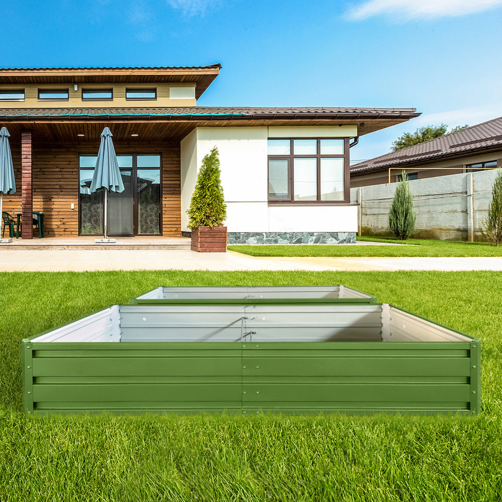6 x 3 x 1 ft (2 pack) Metal Garden Bed,Outdoor Planter Box Metal Patio Kit Planting Bed for Vegetables Flowers Herb,Green