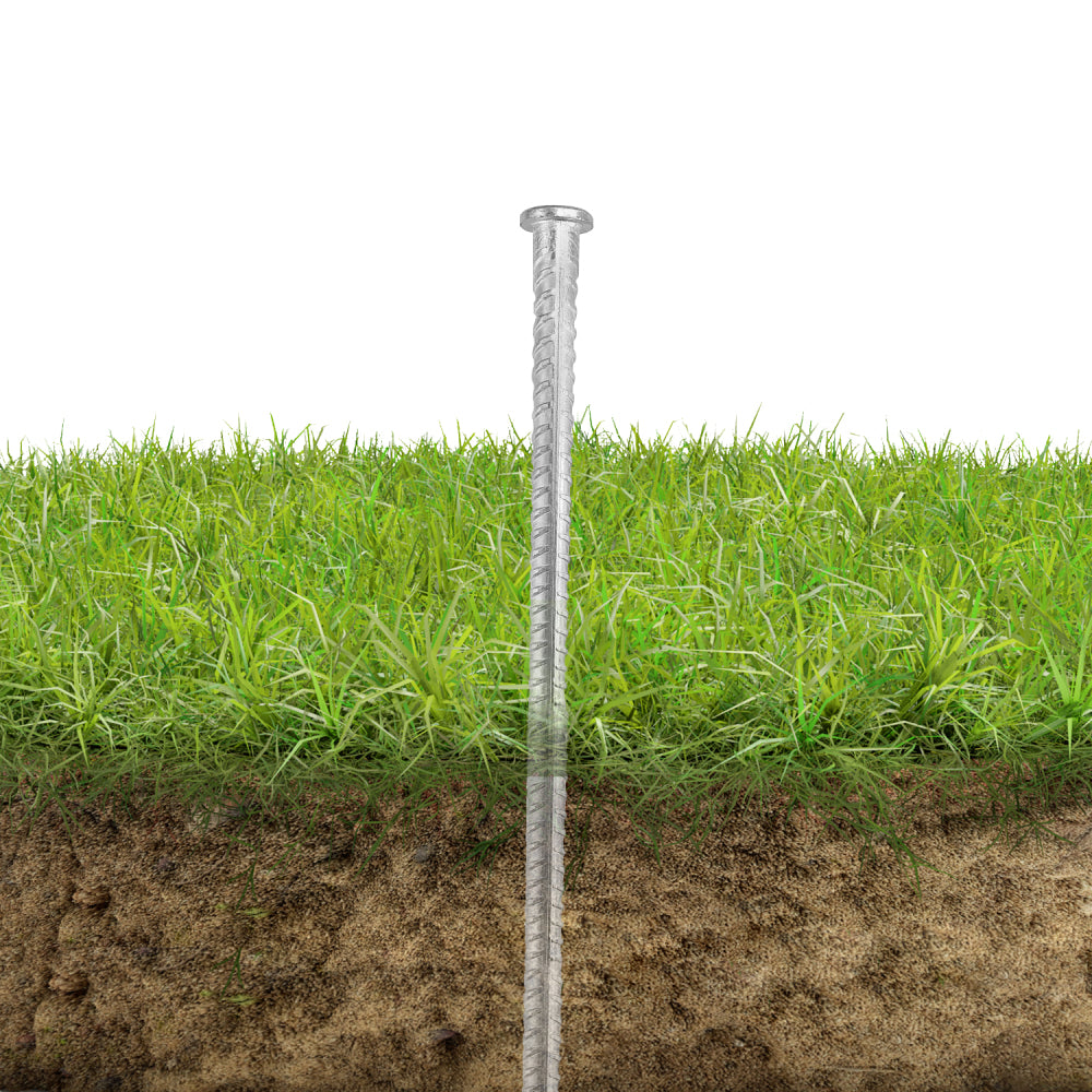 0.4 in. x 12 in. Silver Steel Rebar Ground Pins (8 Pack) - Heavy Duty Landscaping Anchors for Weed Barrier, Netting & Erosion Control