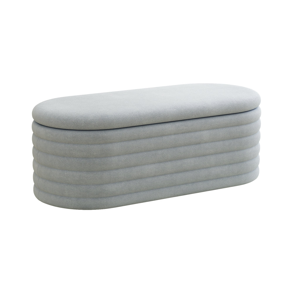 Storage Chenille Ottoman Bench Upholstered Fabric Storage Bench End of Bed Stool with Safety Hinge for Bedroom, Living Room, Entryway, Closet(40-inch, LIGHT GREY)