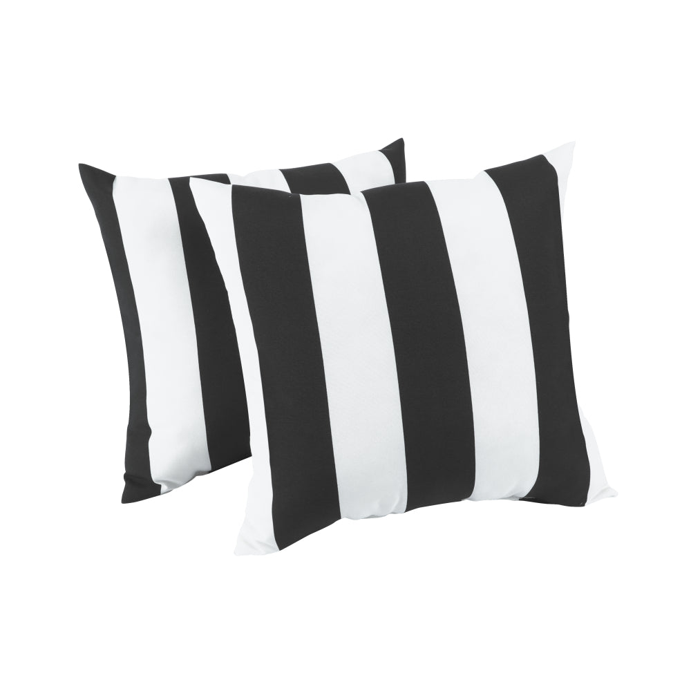 2 Pack Outdoor Throw Pillows, Waterproof & Fade-Resistant Patio Cushions for Garden, Porch, Poolside Furniture - Soft & Comfortable Decorative Pillow Covers (18x18 Inch, Grey White strpie)