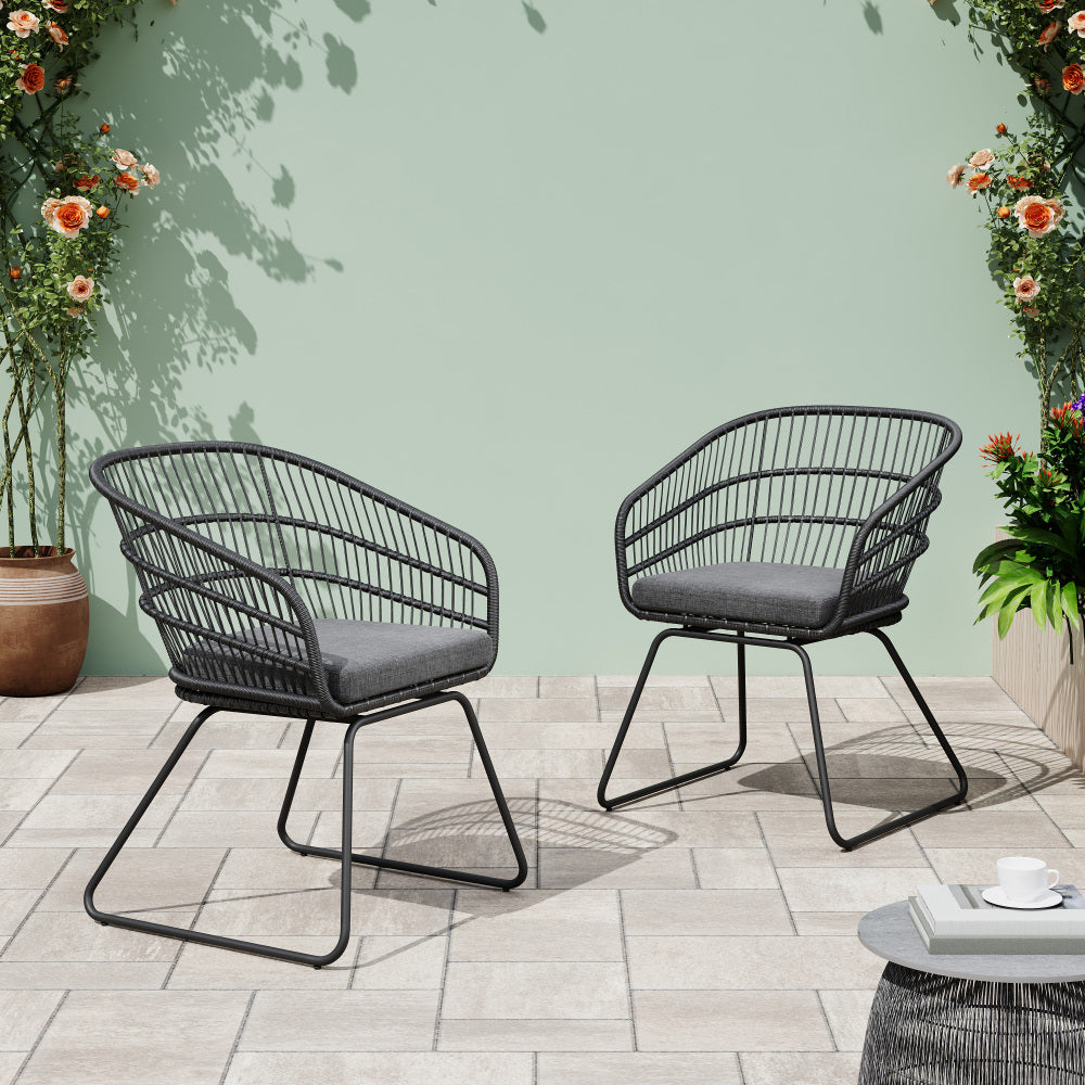 TAVON CHAIR,2PCS with 2 Cushions,Gray
