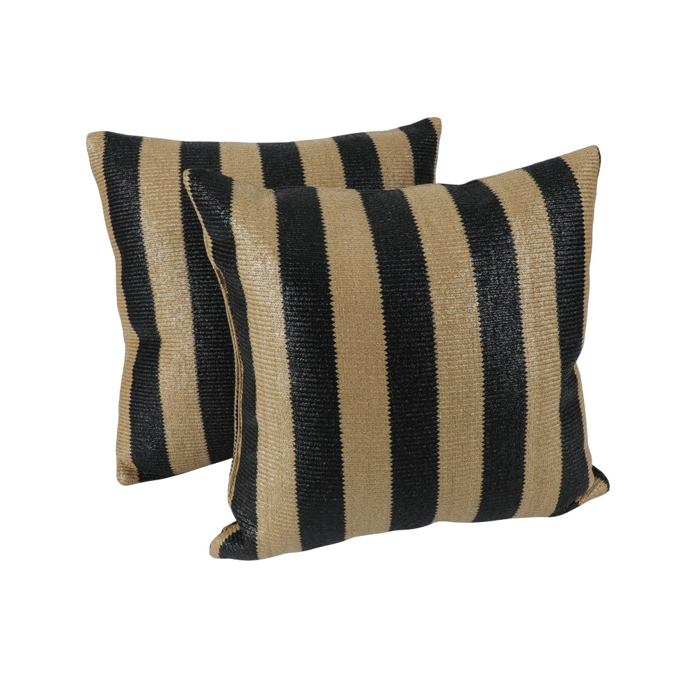 2 Pack Outdoor Throw Pillows, Patio Cushions Simulated Straw Weaving Strip)for Garden, Porch, Poolside Furniture - Soft & Comfortable Decorative Pillow Covers (18x18 Inch,Blue)