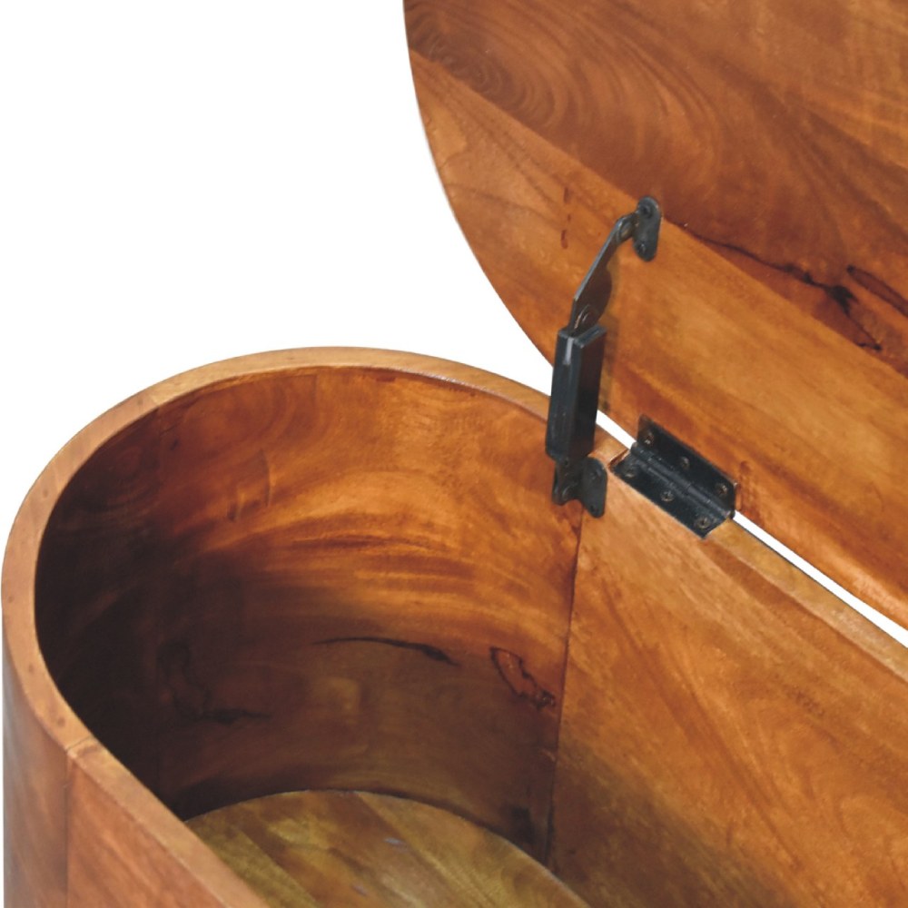 Solid Wood Chestnut Rounded Lid up Blanket Box, Storage Box