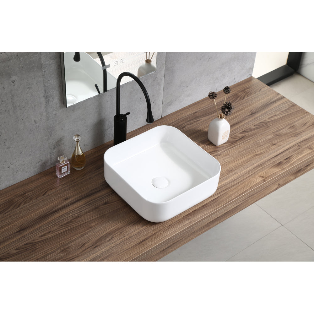 Bothwa Home Rectangular Countertop Ceramic Wash Basin (White Finish) CUPC Certified