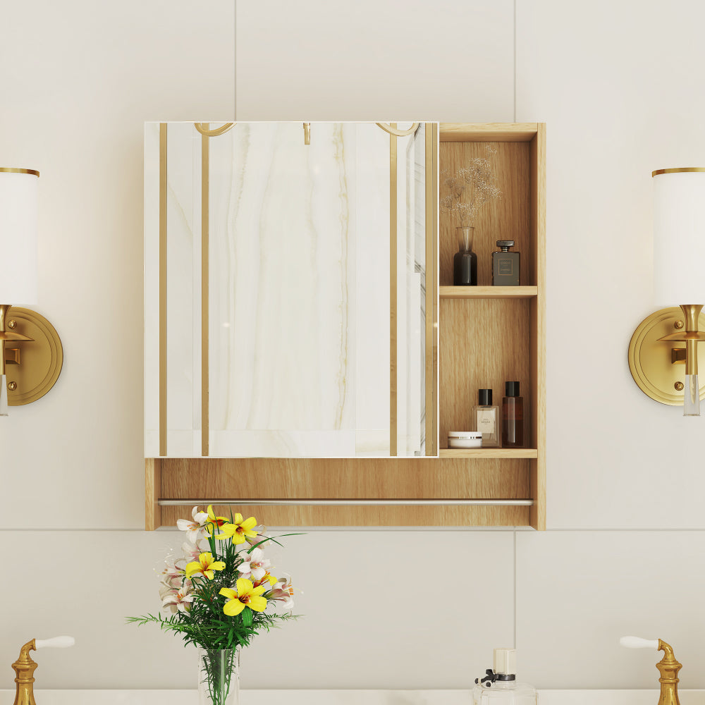Bathroom Mirror Cabinet Wall Mounted,Medicine Cabinet,Over The Toilet Storage Cabinet with Shelves and Towel Rack