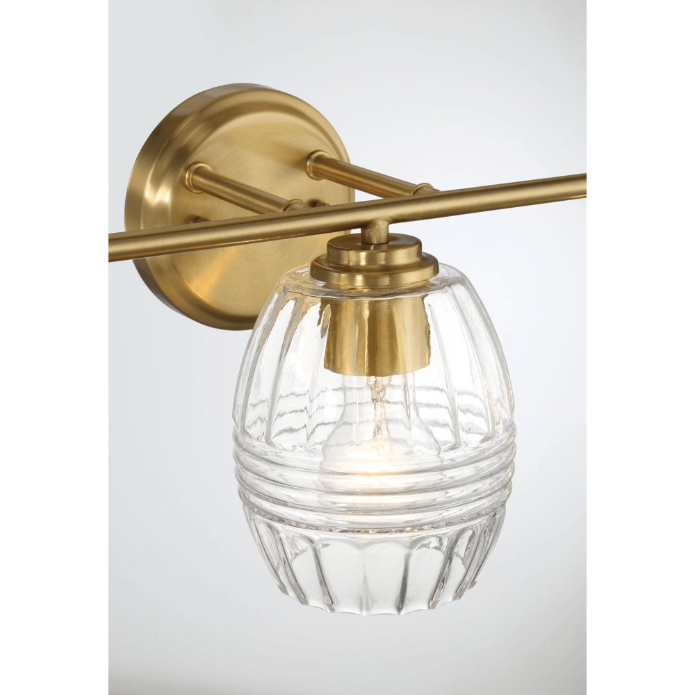Luster Three Lights Vanity With Clear Glass for Bathrooms above Mirror Wall Lamp - Satin Brass
