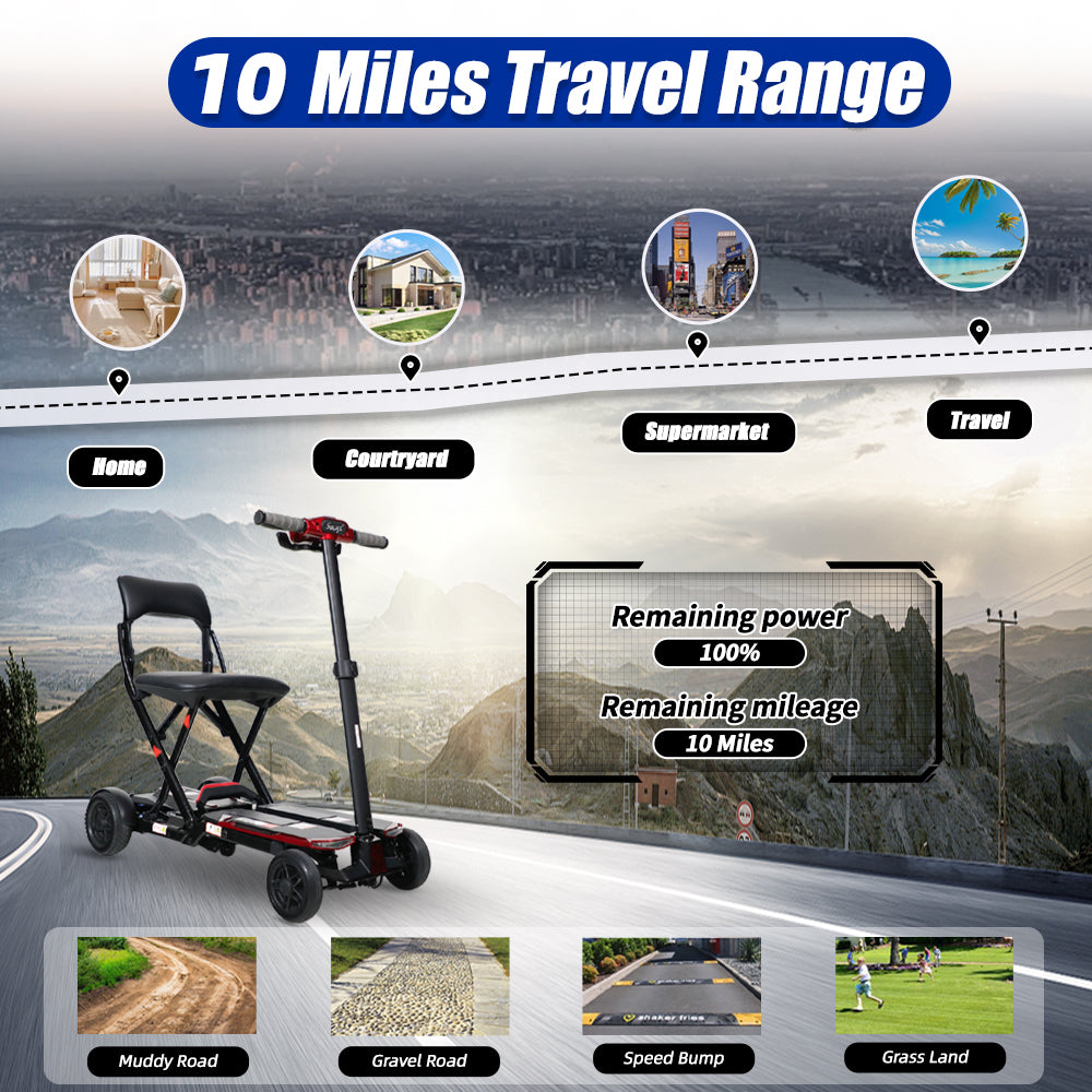 SOLAX 4-Wheel Remote Folding Mobility Scooter for Adults and Seniors, super lightweight and compact plus NFC Electric Foldable Mobility Scooter With Suspenion capacity.