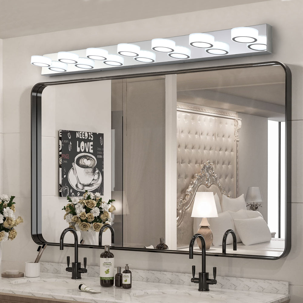 (Same as W1340110595/L2010) 45" Modern 6-Light LED Vanity Light, Sleek Black Bathroom Wall Light Fixture for Mirror, Shower, and Bathroom Decor