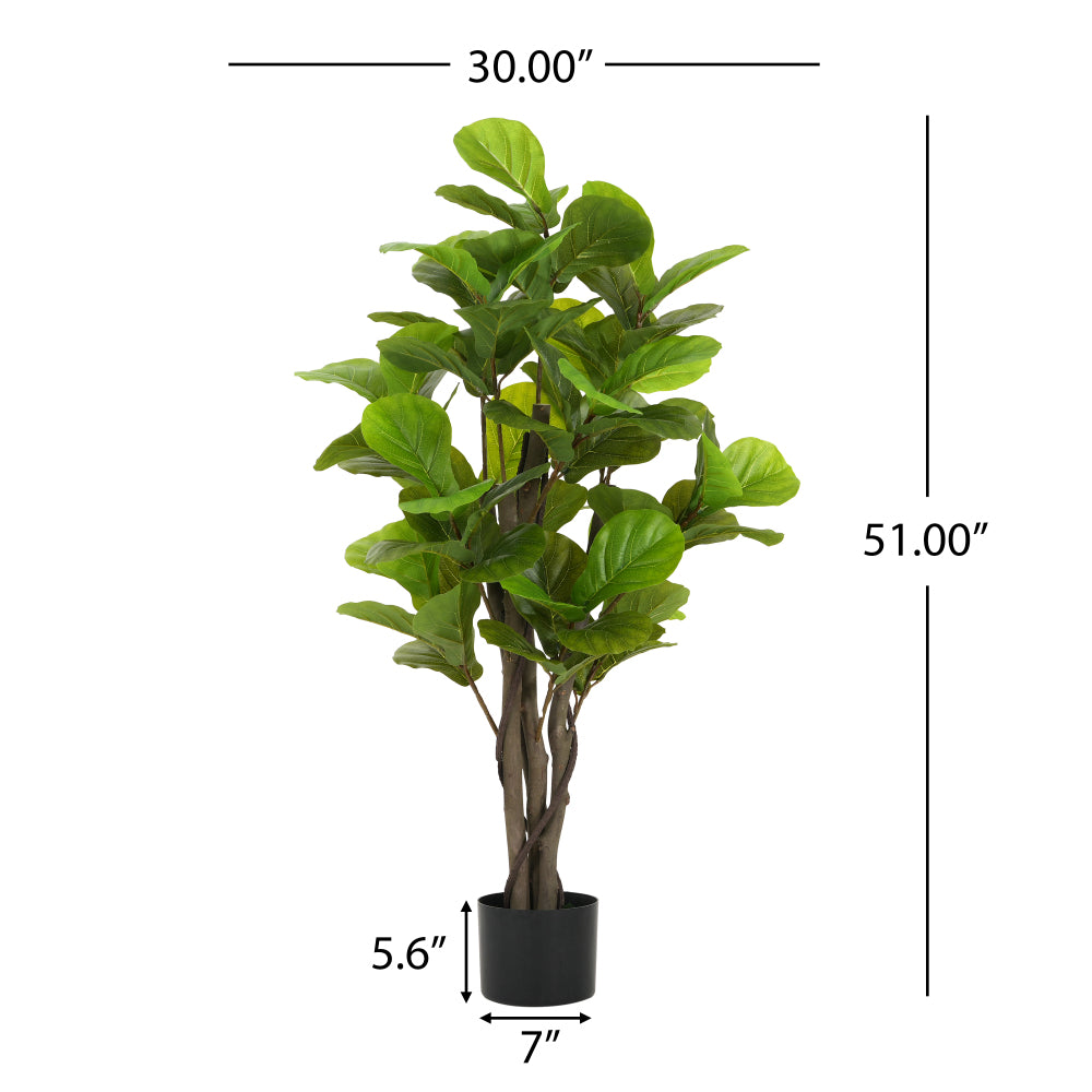 51" Artificial Fiddle Leaf Fig Tree With Pot