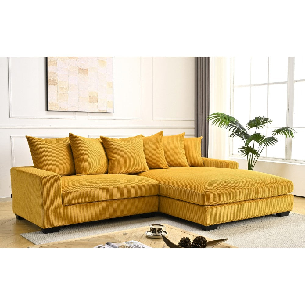 Luxe Oversized Two-Piece Right Facing Sectional Couches for Living Room, 102.4-Inch L Shaped Sofa with Chaise, Upholstered with Corduroy Fabric, Dark Grey