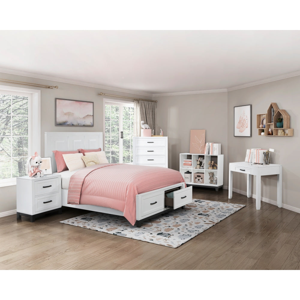White Finish 6-Shelf Bookcase Wooden Furniture 1pc