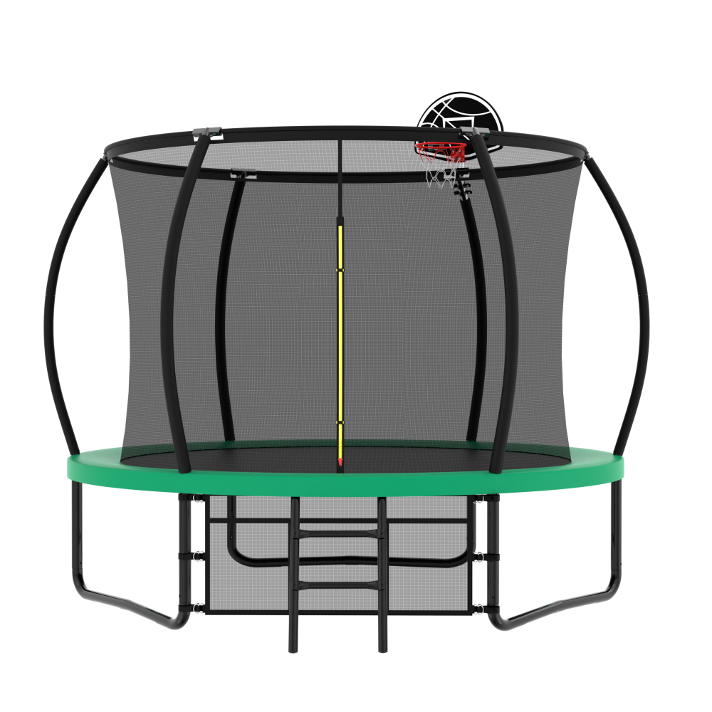 14FT Trampoline with Enclosure - Recreational Trampolines with Ladder and AntiRust Coating, ASTM Approval Outdoor Trampoline for Kids