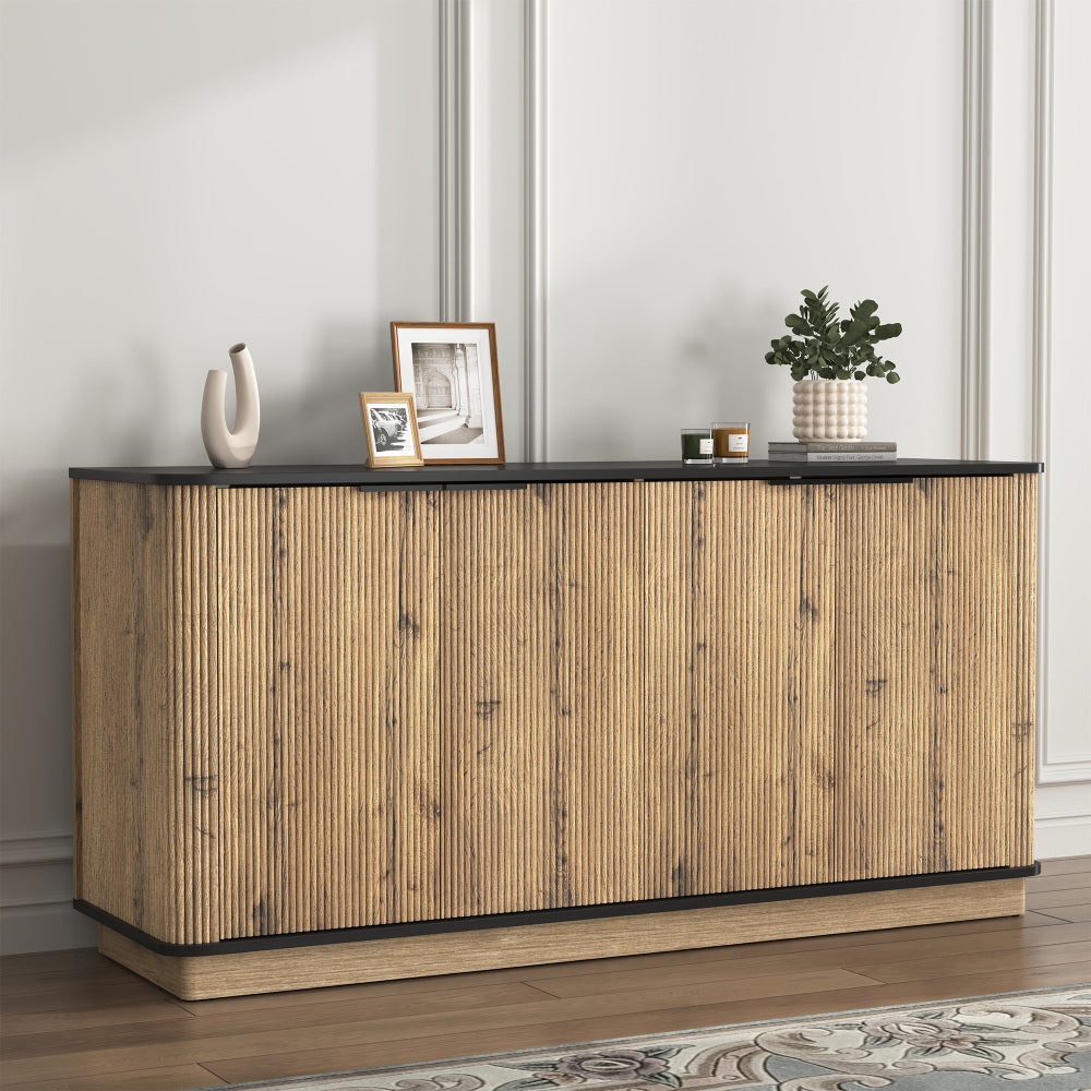 Modern Multi-functional Six-drawer MDF Cabinet,The perfect combination of rounded corners and multifunctional design, with Product Dimensions of 47.2*15.7*29.6 Inches.