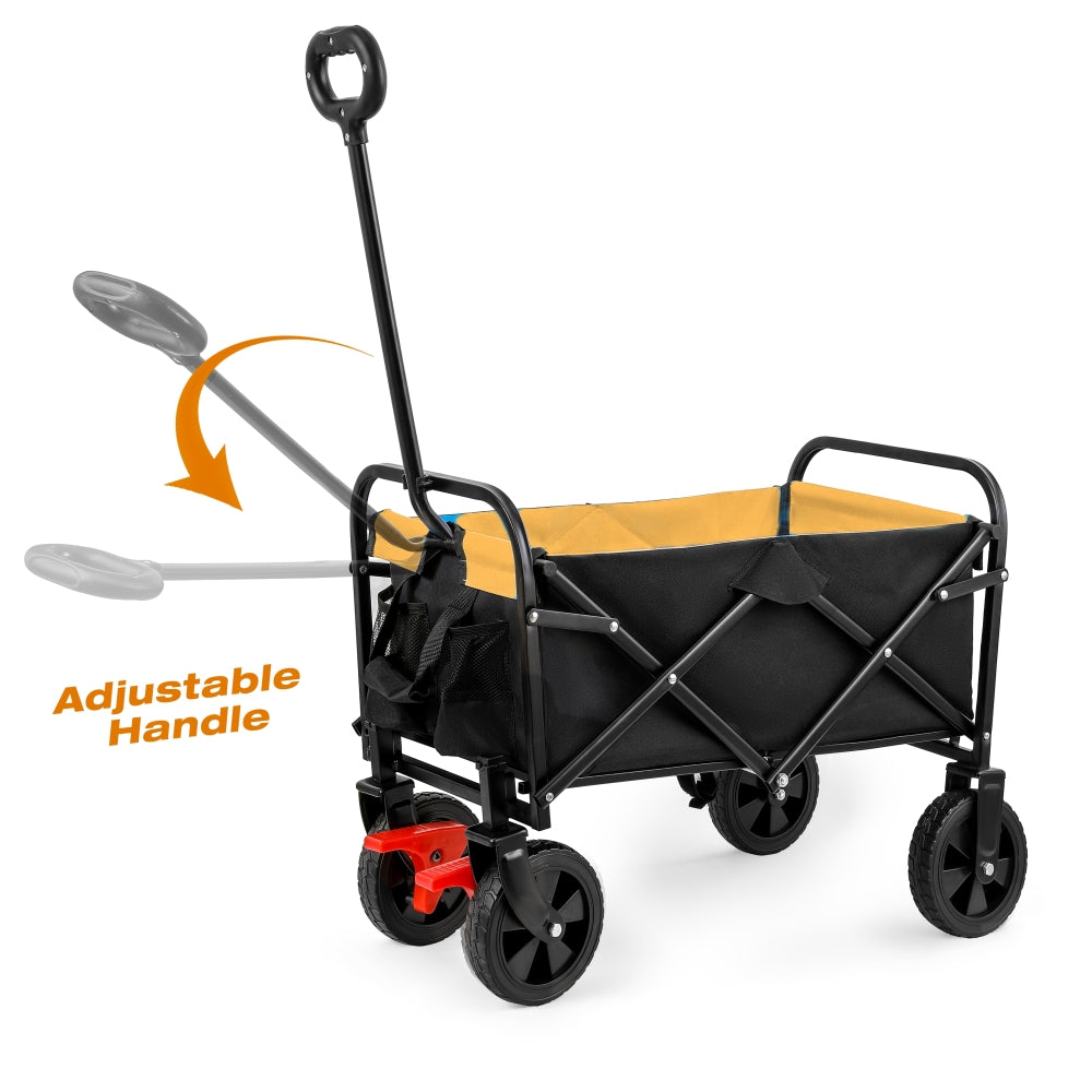 Mini Folding Wagon Garden Shopping Beach Cart (brake+orange+black)
