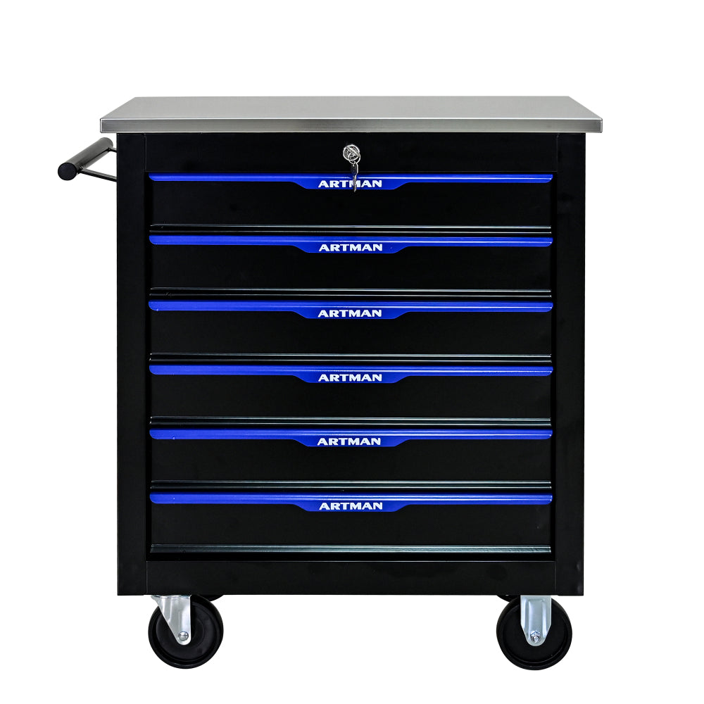 Movable Lockable Double Door Partition with Lock Multi-functional Hardware Storage Tool Car Auto Repair Locker--BLAK&BLUE