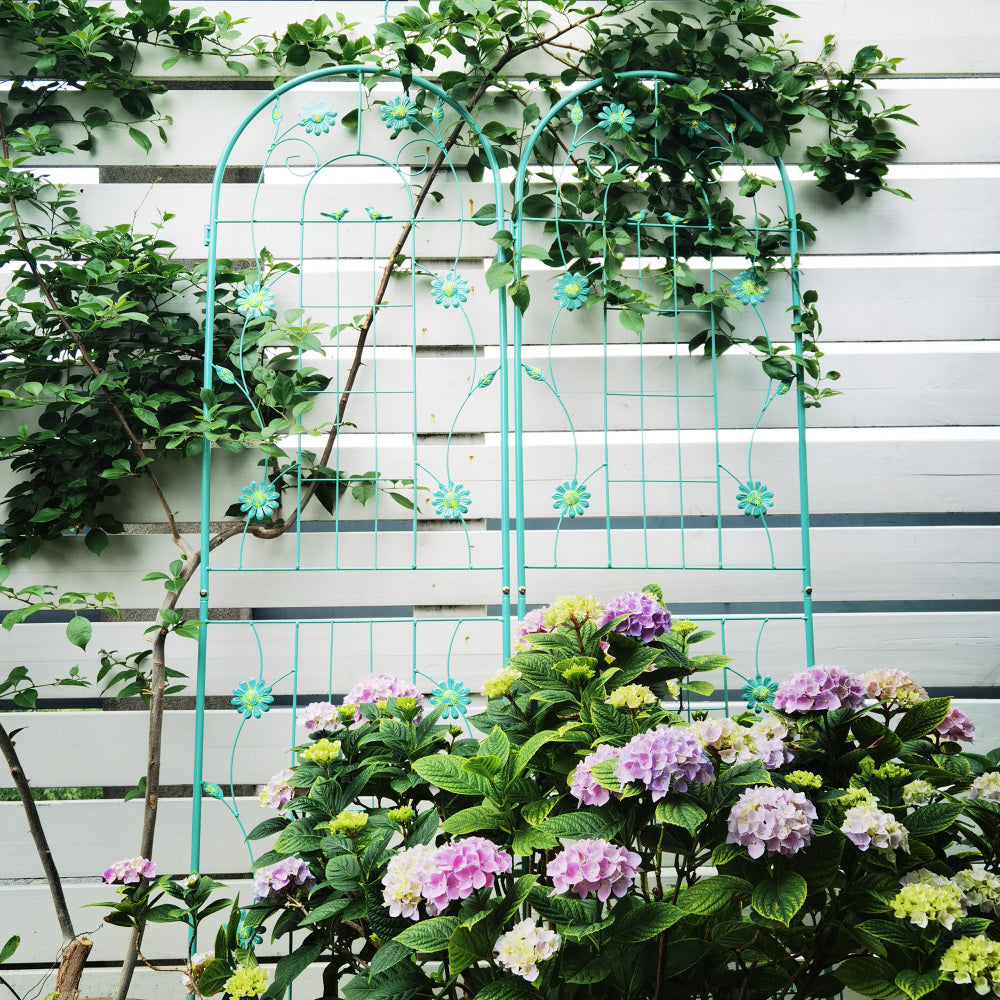 2 Pack Metal Garden Trellis 71" x 19.7" Rustproof Trellis for Climbing Plants Outdoor Flower Support Green