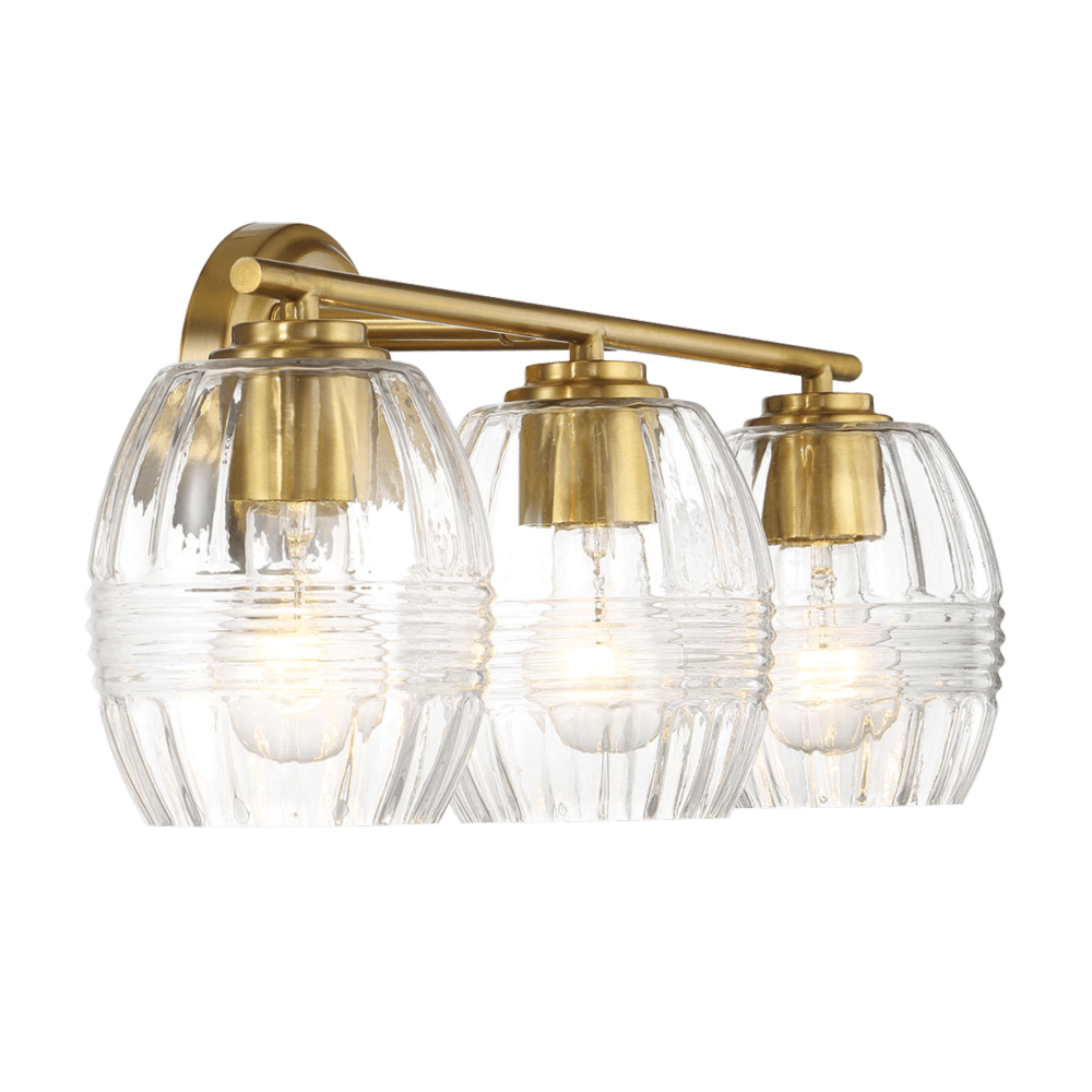 Luster Three Lights Vanity With Clear Glass for Bathrooms above Mirror Wall Lamp - Satin Brass