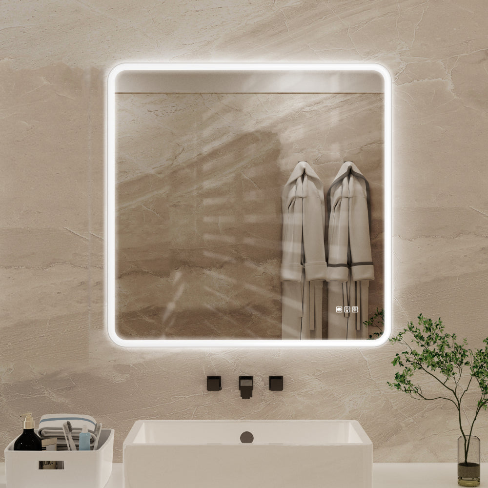 24 X 32 Rectangular Framed Dimmable Anti-Fog LED Wall Bathroom Vanity Mirror Lighted Mirror