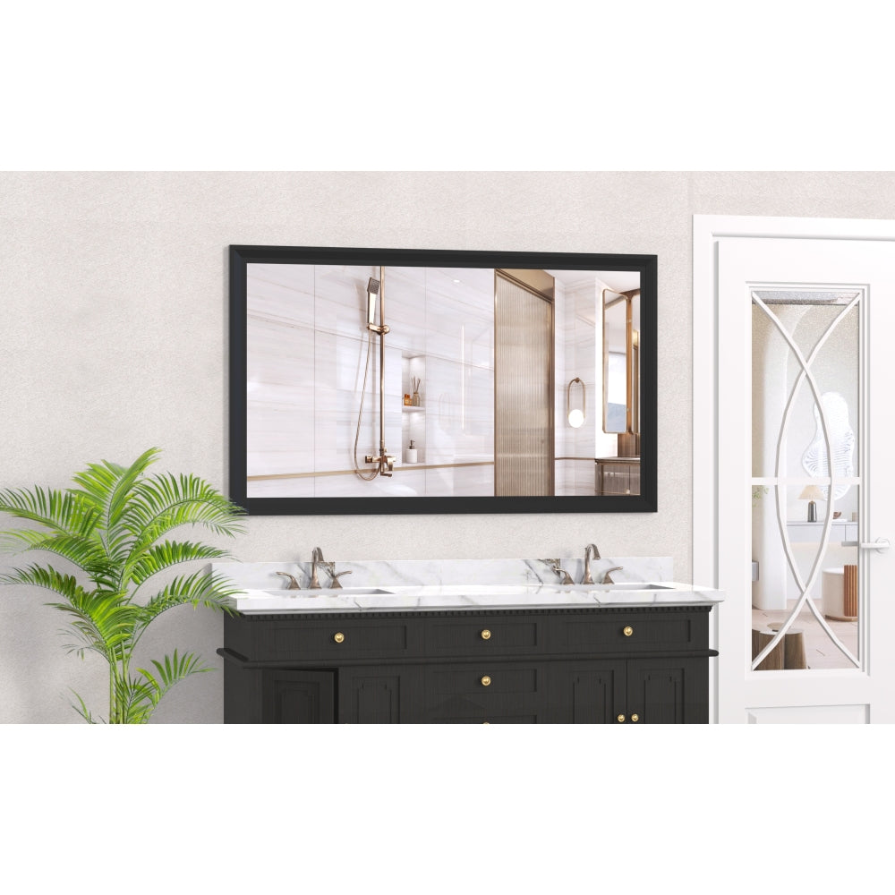 36x24 inches Modern Black Bathroom Mirror with Aluminum Frame Vertical or Horizontal Hanging Decorative Wall Mirrors for Living Room Bedroom