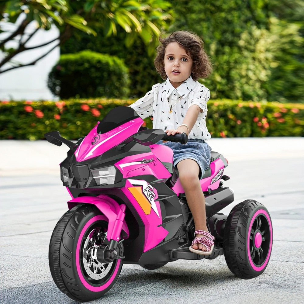 12V Kids Ride on Motorcycle, Electric Kids Motorcycle, Battery Powered Motorcycle for 3-6Years Old, Pink