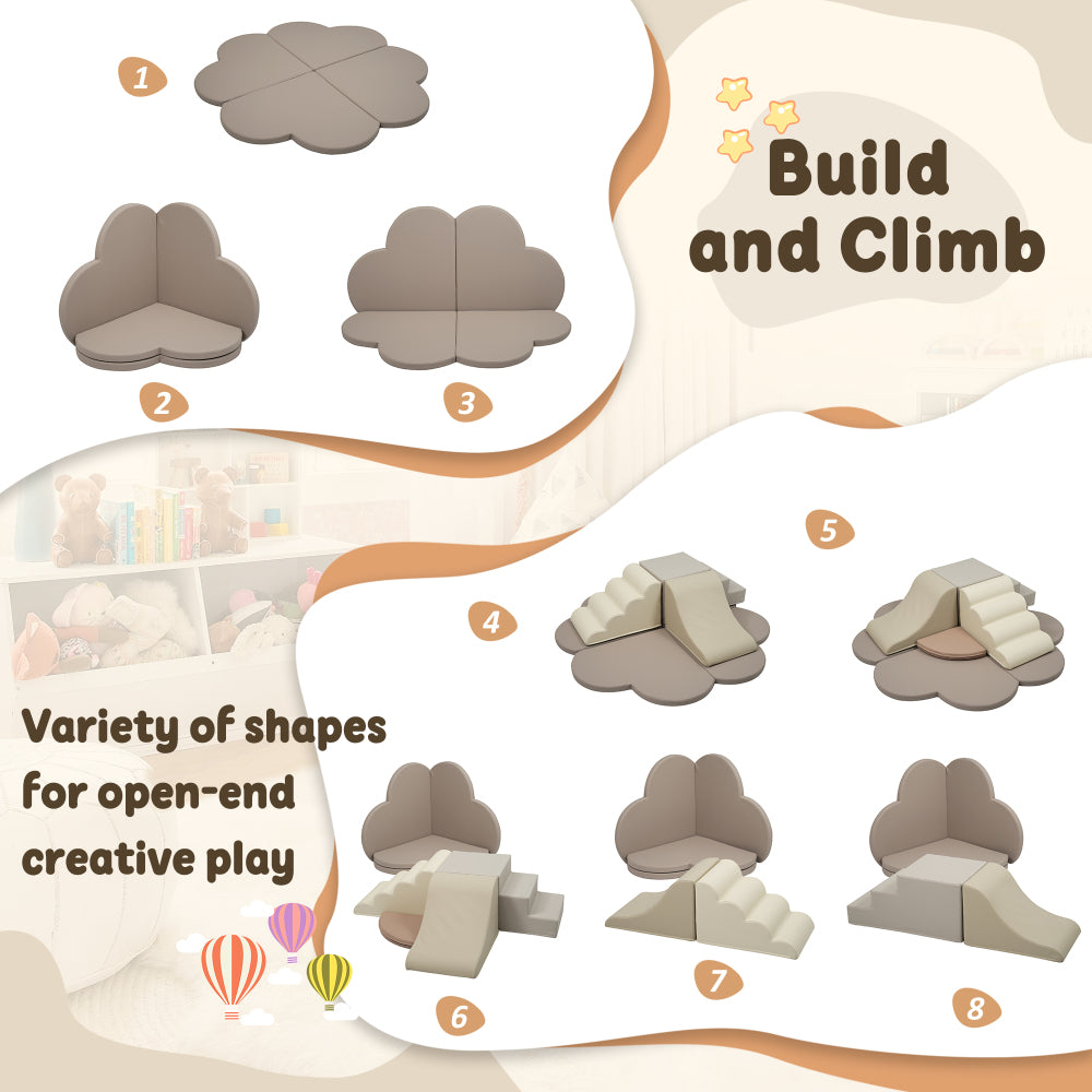 Soft Foam Block Play Structures Climbers for Child Development, 6-Piece Baby Foam Climbing Foam, Climbing Crawling Toys Soft Foam Blocks Activity Play Set