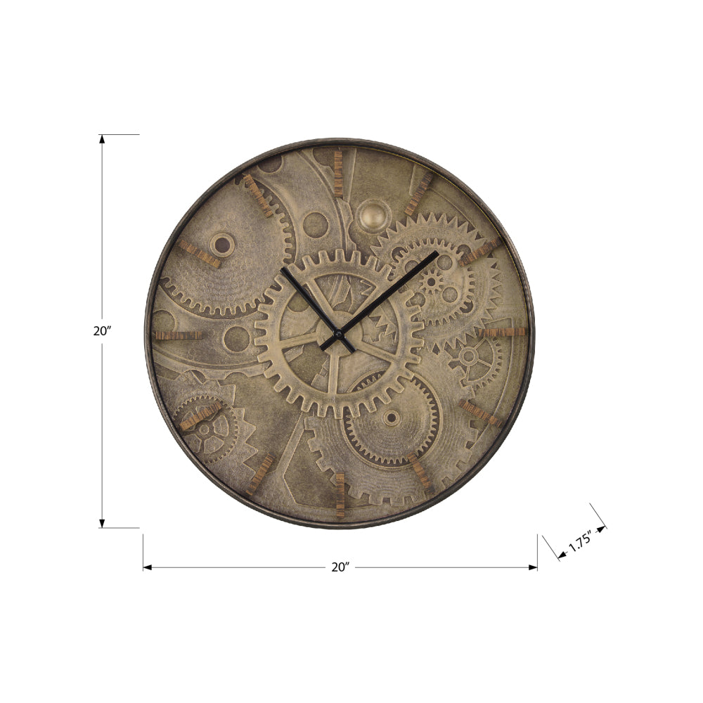Clocks, 20" Round, Wall Clock, Brown, Transitional