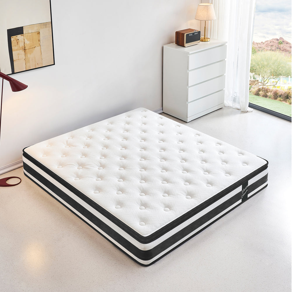 12 Inch TWIN Size Hybrid Mattress Individual Pocket Spring Oeko-Tex 100 Breathable Memory Foam Knitted Cover CertiPUR-US