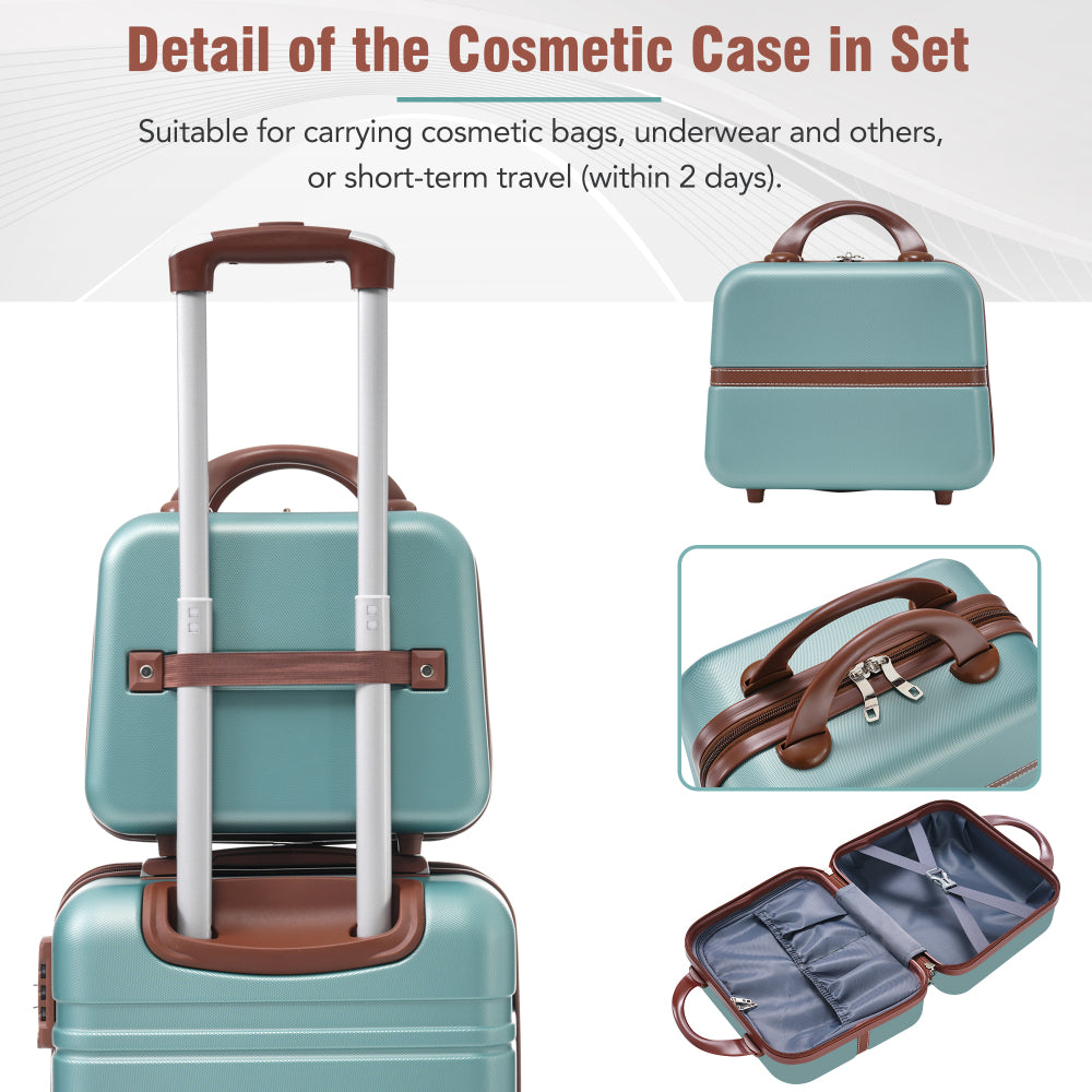 Hardshell Luggage Sets 4 Pieces 20"+24"+28" Luggages and Cosmetic Case Spinner Suitcase with TSA Lock Lightweight