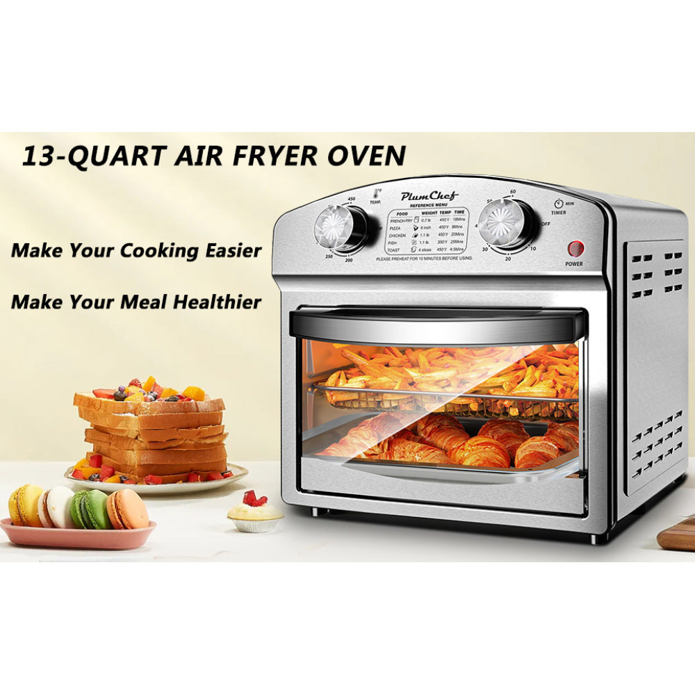 12.5 Quart 7-in-1 Convection Toaster Oven, 1500W, Stainless Steel, with 5 Pre-Set Menus – Roast, Bake, Grill, Broil, Toast, Dehydrate & Defrost, Silver