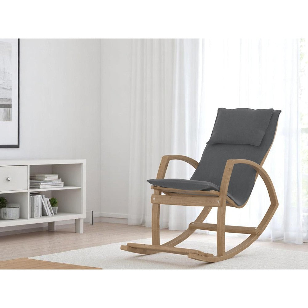 Modern Rocking Chair, Modern Accent Rocker Armchair With Wooden Frame, Upholstered High Back Wooden Rocking Chair for Contemporary Living Spaces, Green