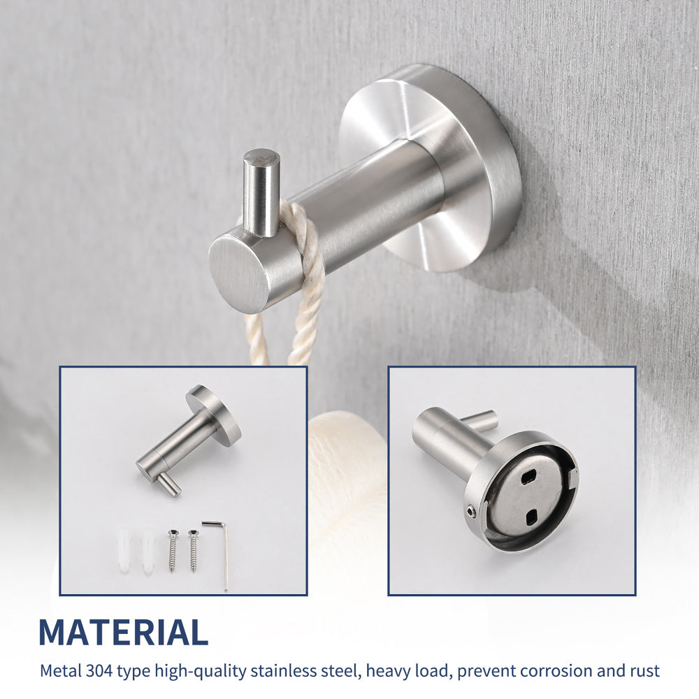 (4-Pack) Bathroom Set Brushed Nickel 22.7 Towel Bar Racks, Toilet Paper Holder, Ring, Hook, Accessories , Hardware,Fixtures