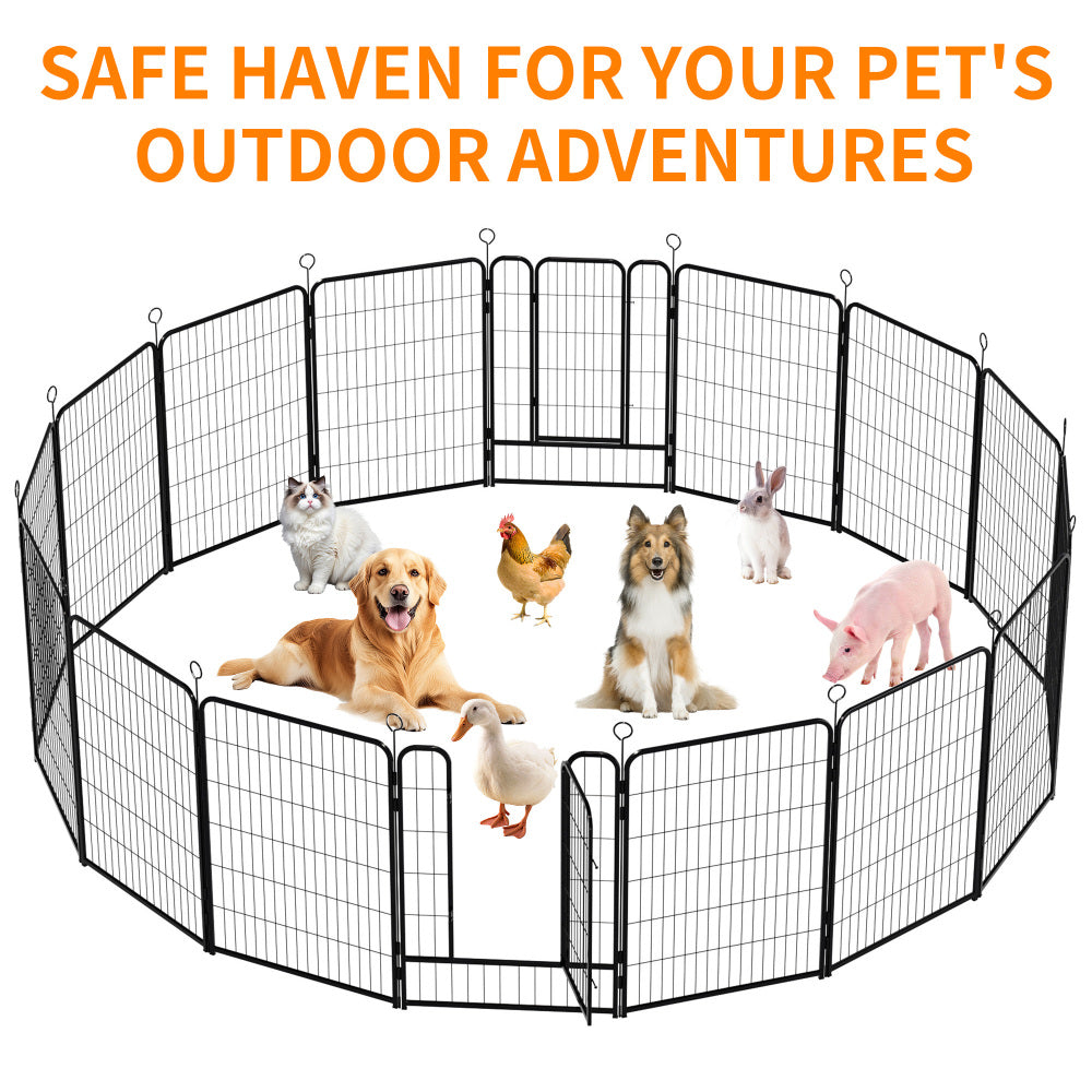 16 Panels Heavy Duty Metal Playpen with Self-Locking Gate, Extra Tall 40" Dog Fence Pet Exercise Pen for Outdoor and Indoor-Easy Setup Exercise Pen for Large Dogs