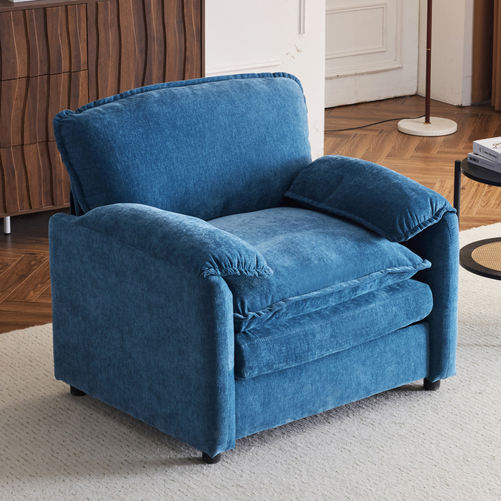38" Oversized Chenille Lounge Chair - Plush Reading Armchair with Thick Comfort Cushions, High Back Support & Wide Seat, Perfect Accent Chair for Modern Living Room, Cozy Bedroom, Compact Office, Dorm