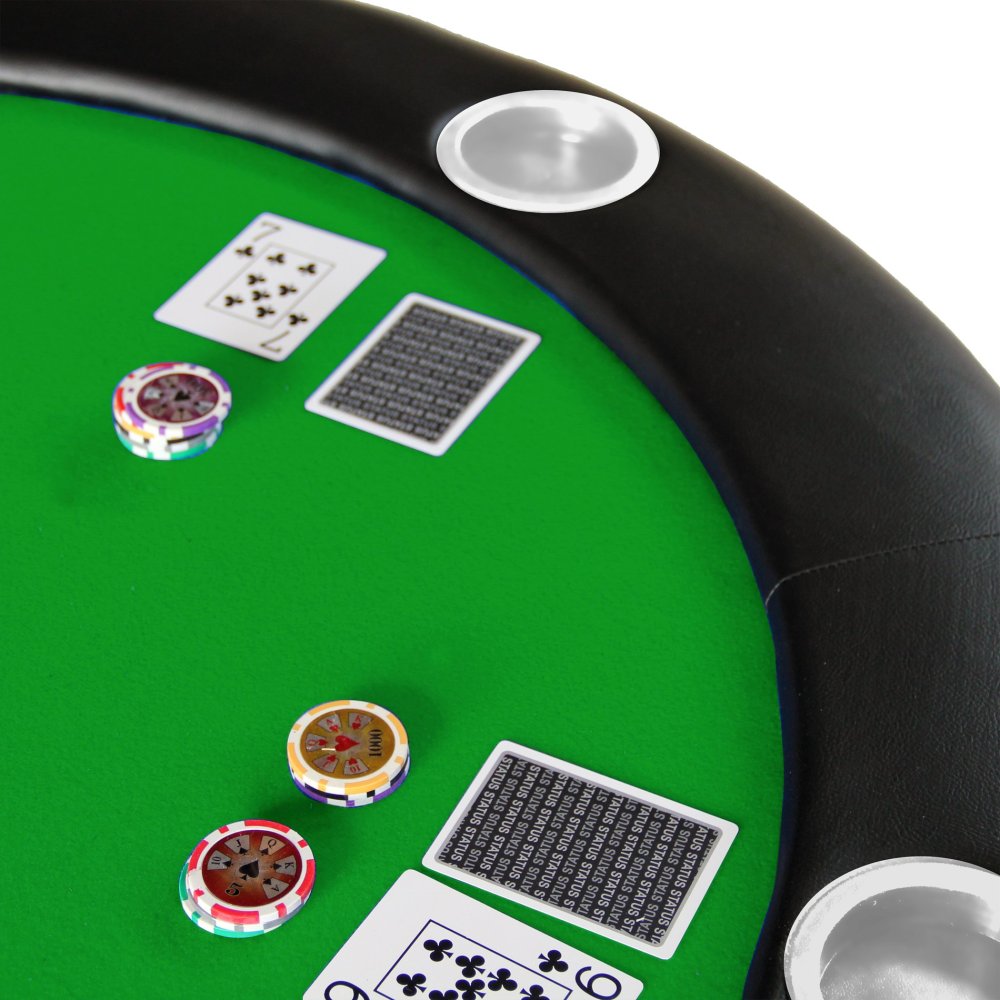 Folding Poker Table Top for 10 Players Tri-Fold Texas Holdem Blackjack Casino Game Tabletop Green