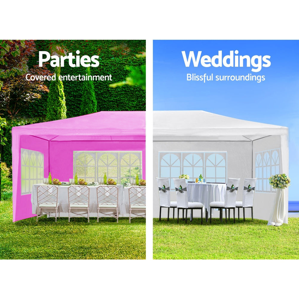 10x20' Wedding Party Canopy Tent Outdoor Gazebo with 6 Removable Sidewalls Pink Color