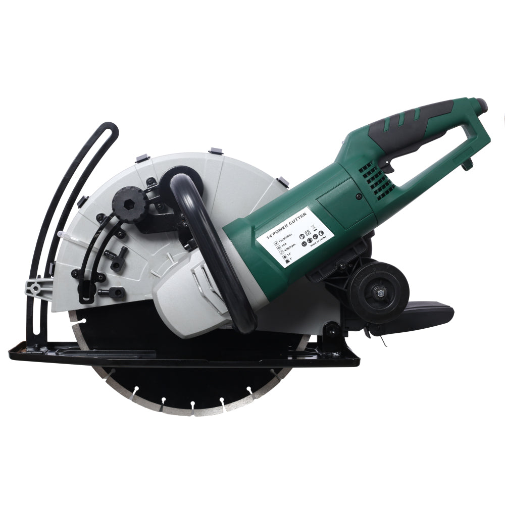 Portable 14" Wet/Dry Electric Corded Circular Concrete Saw/Power Angle Cutter 2600W w/Water Line & Guide Roller (With Blade)ETL certificate.