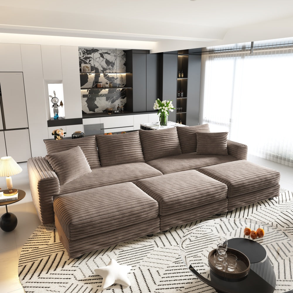 Plush Corduroy Ottoman to Combine with 2 Seater Sofa, 3 Seater Sofa and 4 Seater Sofa, Suitable for Living Rooms, Apartments, Offices,Grey