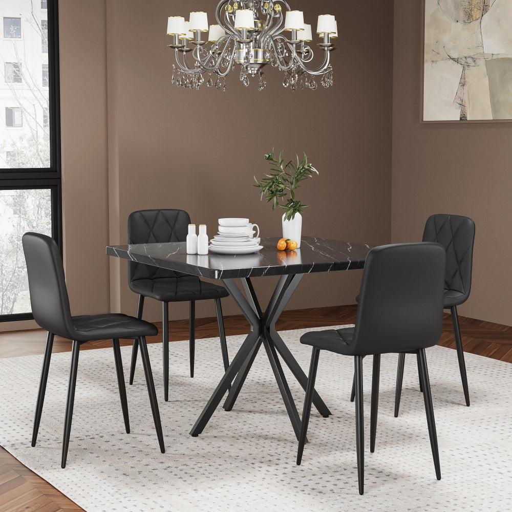 Dining Chairs Set of 4, Modern Kitchen Dining Room Chairs, Velvet Dining Chair Upholstered Cushion Seat and Sturdy Metal Legs